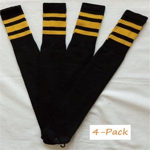 Baseball Socks Softball Striped Tube Socks Cotton Game Socks Black&Yellow 23" L